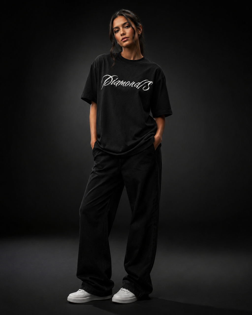 Obsidian Black Oversized T-Shirt Women