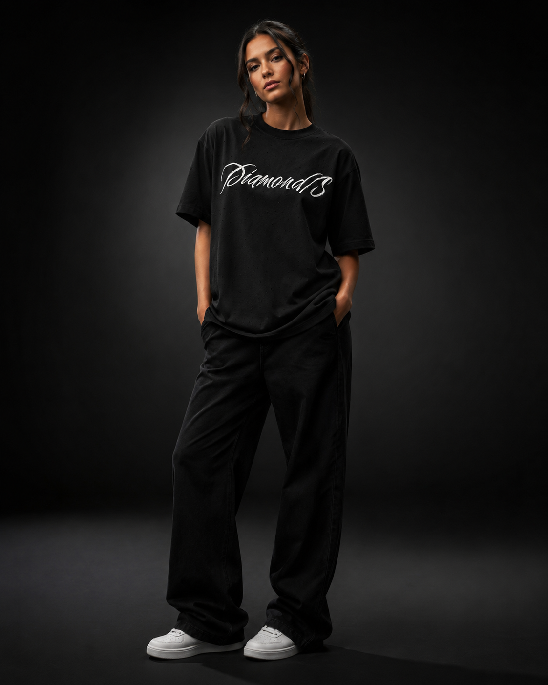 Obsidian Black Oversized T-Shirt Women
